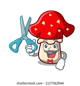 Barber amanita mushroom character cartoon