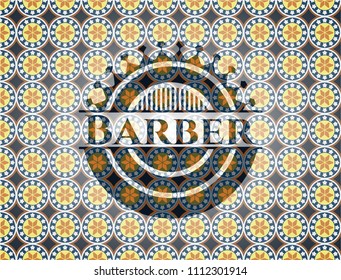Barber arabesque style badge. arabic decoration.