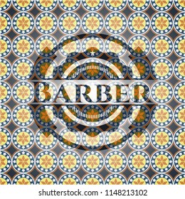 Barber arabesque style badge. arabic decoration.