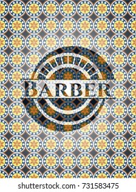 Barber arabic badge. Arabesque decoration.