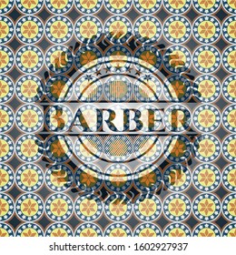Barber arabic badge background. Arabesque decoration.