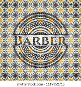 Barber arabic style emblem. Arabesque decoration.