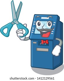 Barber ATM machine isolated with the mascot