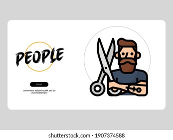 barber avatar on white background, very suitable for learning media