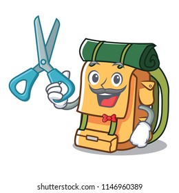 Barber backpack character cartoon style
