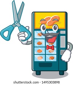 Barber bakery vending machine isolated the cartoon