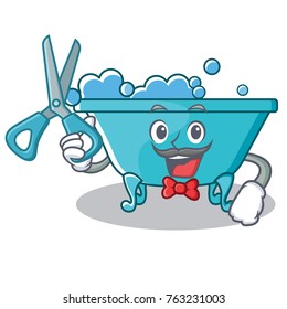 Barber bathtub character cartoon style