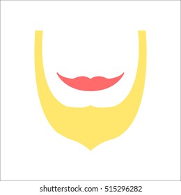 Barber Beard and mustache sign flat symbol icon on background