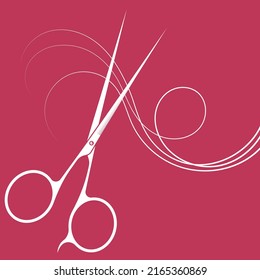 Barber and beauty salon silhouette. Scissors cut a curl of hair