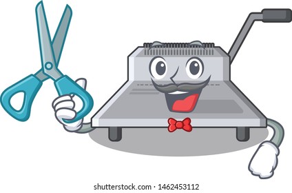 Barber binding machine isolated in the mascot