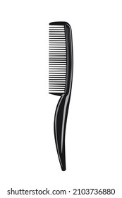 Barber black comb with teeth for hair cutting.