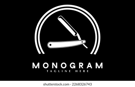 Barber Blade hair saloon abstract monogram vector logo template