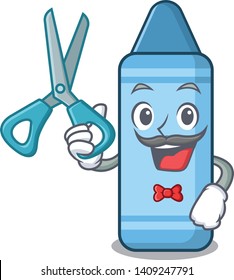 Barber blue crayon isolated in the mascot