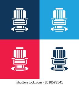 Barber blue and red four color minimal icon set