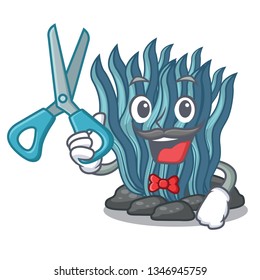 Barber blue seaweed in the shape mascot