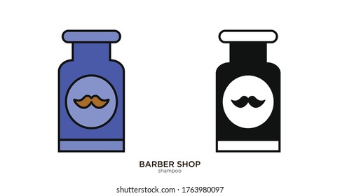 Dibujo vectorial de botella de barberas color lineal y diseño relleno
