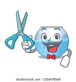 Barber bowl aquarium isolated with the cartoon