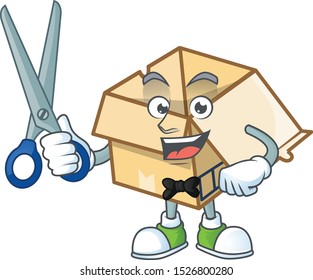 Barber box cardboard open for goods packaging