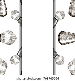 Barber brush banner in sketch style. For print, shop and creative design. Vector illustration. 