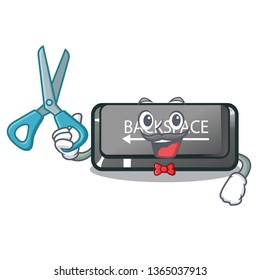 Barber button backspace isolated in the mascot