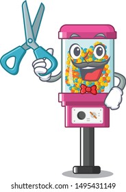 Barber candy vending machine isolated in mascot