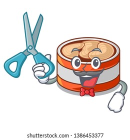 Barber canned tuna isolated with in mascot