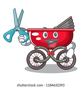 Barber cartoon baby stroller walk in the park