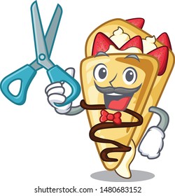 Barber cartoon crepe cooked in frying pan