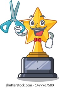 Barber cartoon star trophy in character drawer