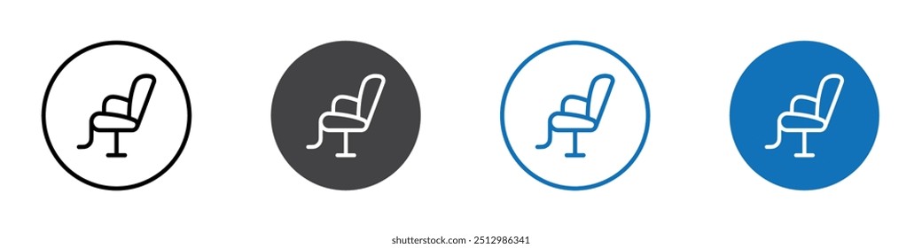 Barber chair icon flat editable icon mark set.