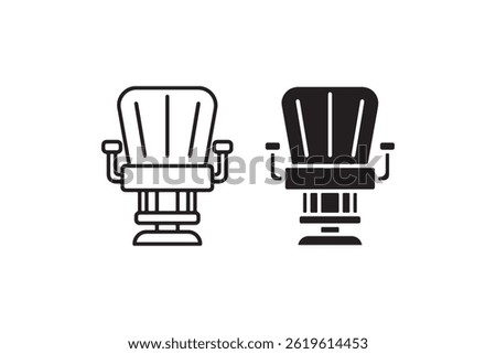 Barber Chair Icon in Outline and Solid Style Vector