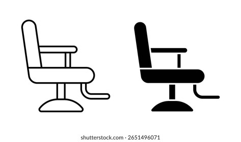 Barber chair icon set. beauty salon chair outline and filed icon. barbershop chair vector.