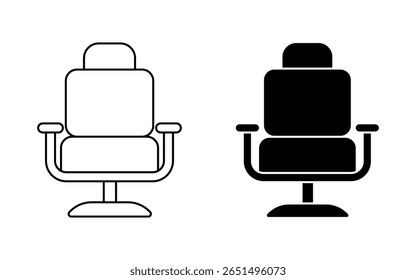 Barber chair icon set. beauty salon chair outline and filed icon. barbershop chair vector.