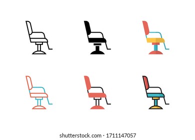 barber chair icon vector illustration with six different style design. isolated on white background