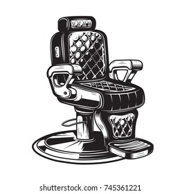 Barber chair illustration on white background. Design element for poster, emblem, sign, badge. Vector illustration