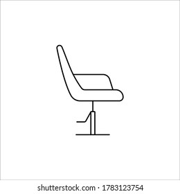Barber Chair vector icon in linear style. Black outline isolated on a white background. Beauty salon equipment. Logo illustration. For web design, mobile, ui.