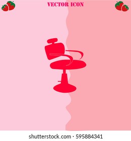 Barber chair vector  icon. Strawberry Background.