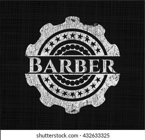 Barber chalk emblem, retro style, chalk or chalkboard texture