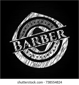 Barber chalk emblem written on a blackboard