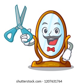 Barber character big mirror in beautiful frame