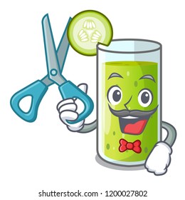 Barber character fresh juice of green cucumber