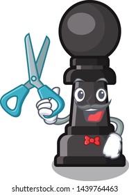 Barber chess pawn isolated with the cartoon