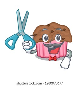 Barber chocolate muffins on cartoon cake paper