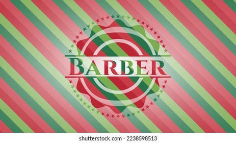 Barber christmas colors style badge. Vector Illustration. Detailed. 