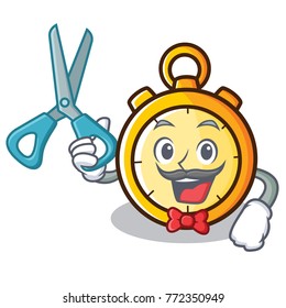 Barber chronometer character cartoon style