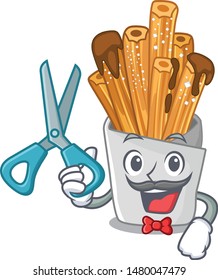 Barber churros with in the cartoon shape
