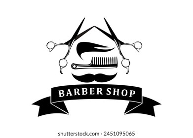 Barber, with classic equipment logo design illustration