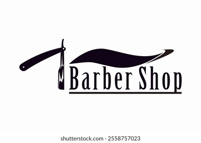 Barber, with classic equipment logo design illustration