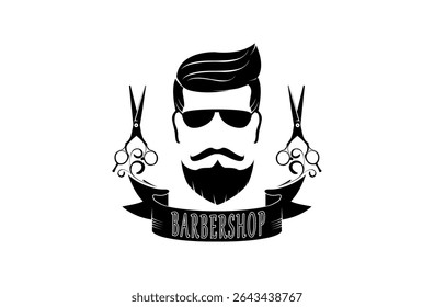 Barber, with classic equipment logo design illustration