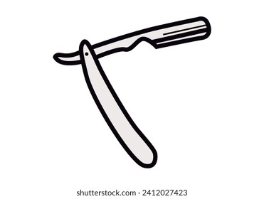 Icono negro de cuchilla de afeitar clásica de barbero.